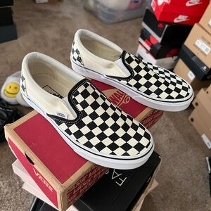 Fashion Nova Black and White Slip-On Shoes